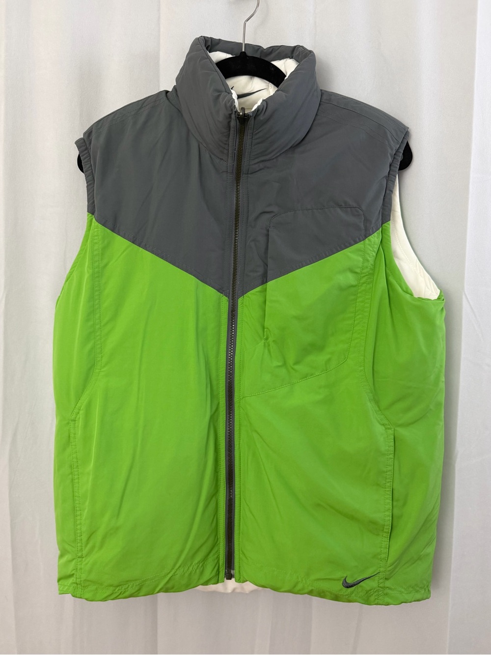 Vintage 90s Nike Green & White Reversible Puffer Vest Womens Size Medium
